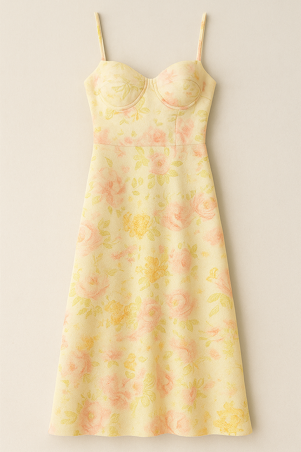 Mary | Figurbetontes Sommerkleid mit Blumenprint und Spaghettiträgern