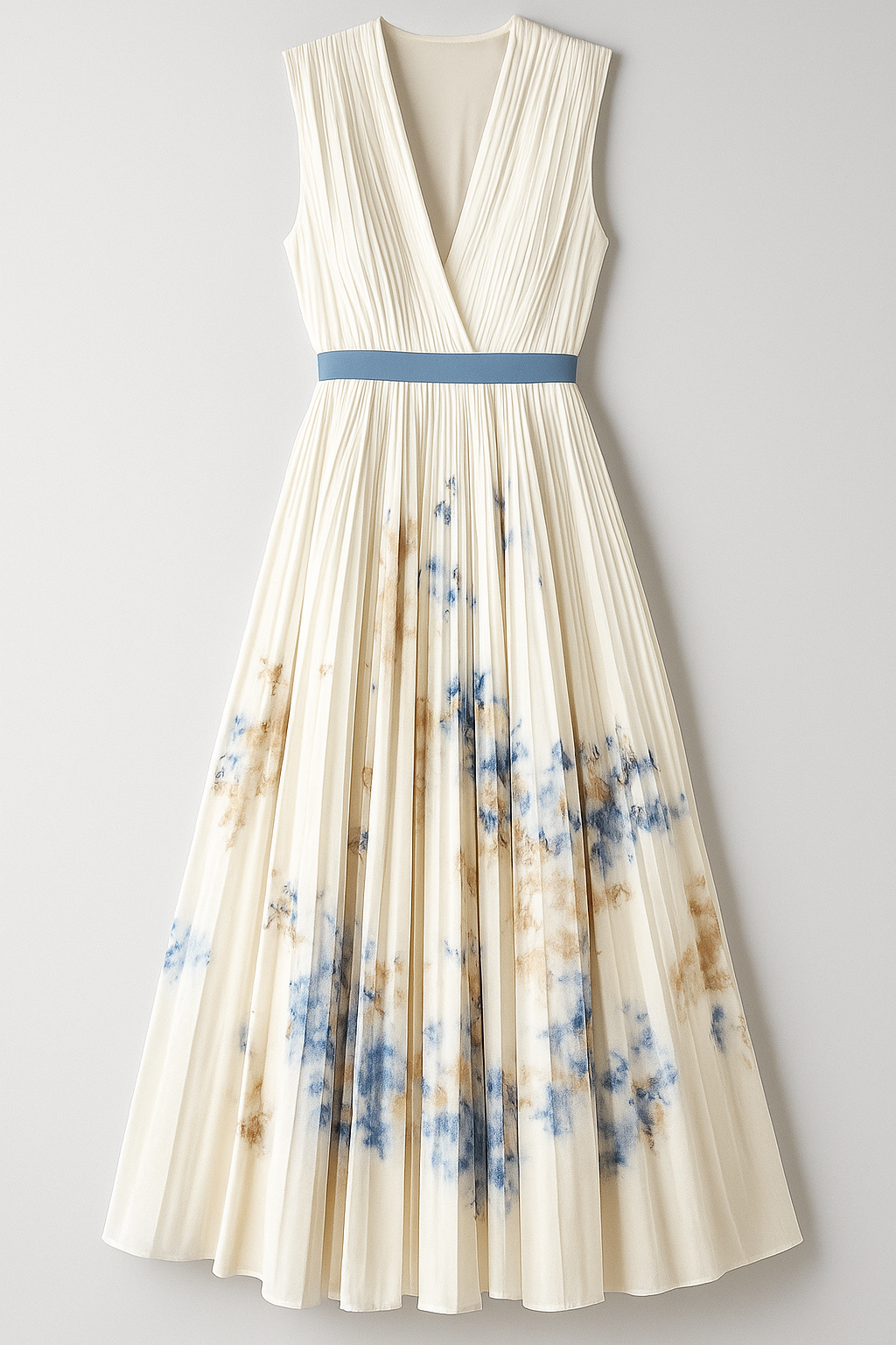 Luciana Damen Sommerkleid im Vintage-Stil mit Falten und Aquarellmuster