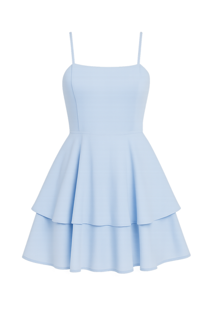 Sienna | Kurzes Sommerkleid mit Spaghettiträgern und Volantrock