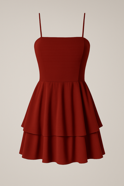 Sienna | Kurzes Sommerkleid mit Spaghettiträgern und Volantrock