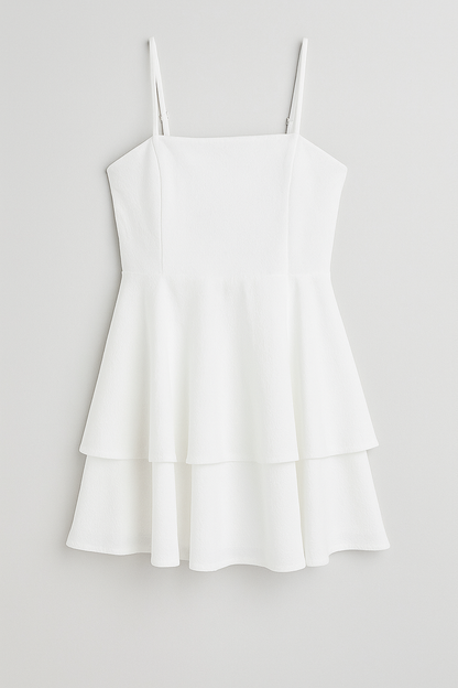 Sienna | Kurzes Sommerkleid mit Spaghettiträgern und Volantrock