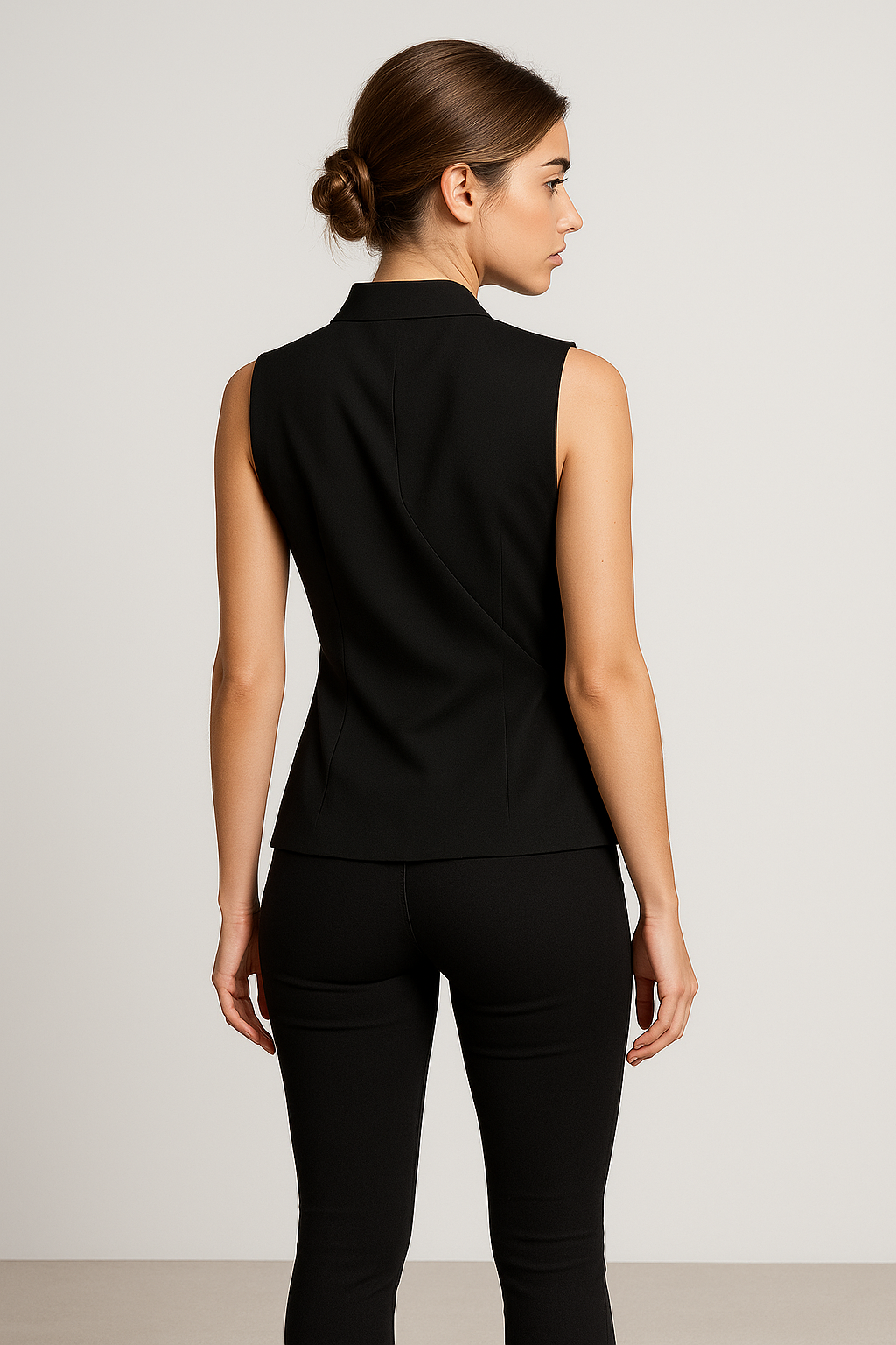 Elena | Ärmellose Bluse mit V-Ausschnitt und Stehkragen