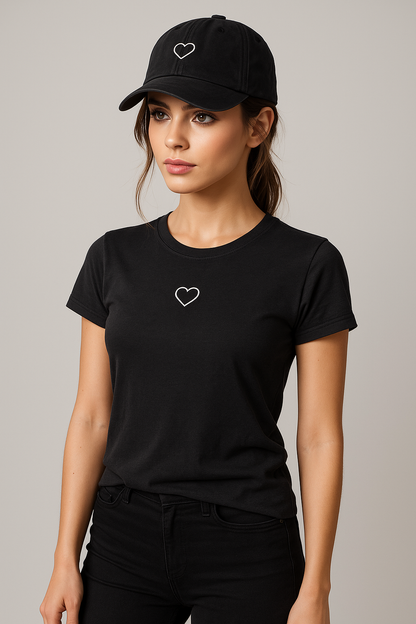 Minimalistische Herz-Kappe | Verwaschene graue Baseballmütze aus Baumwolle