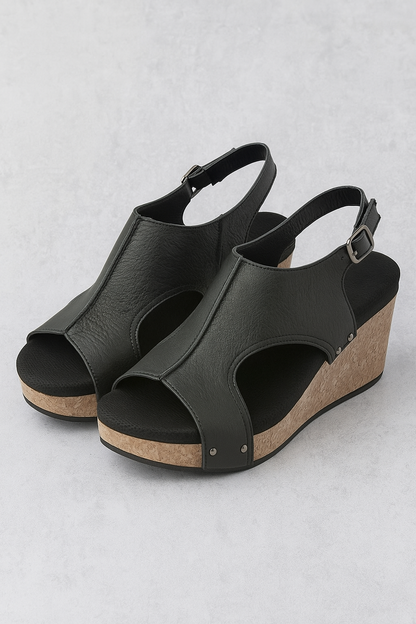 Sienna | Damen Keilsandalette aus Wildleder mit Korksohle