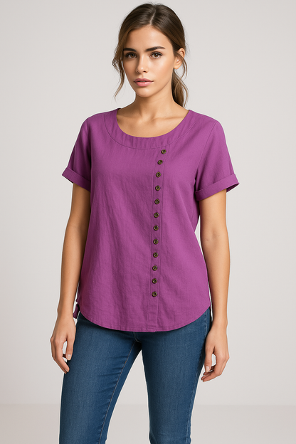 Amelia | Damen Leinenbluse mit Knopfleiste