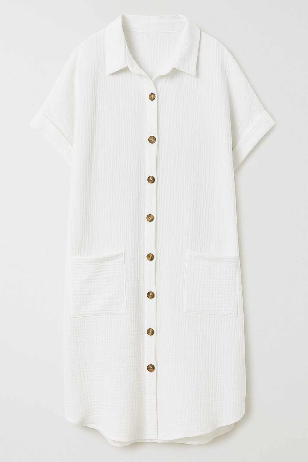 Margaret | Blusenkleid aus Waffelbaumwolle mit Knopfleiste