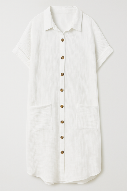 Margaret | Blusenkleid aus Waffelbaumwolle mit Knopfleiste