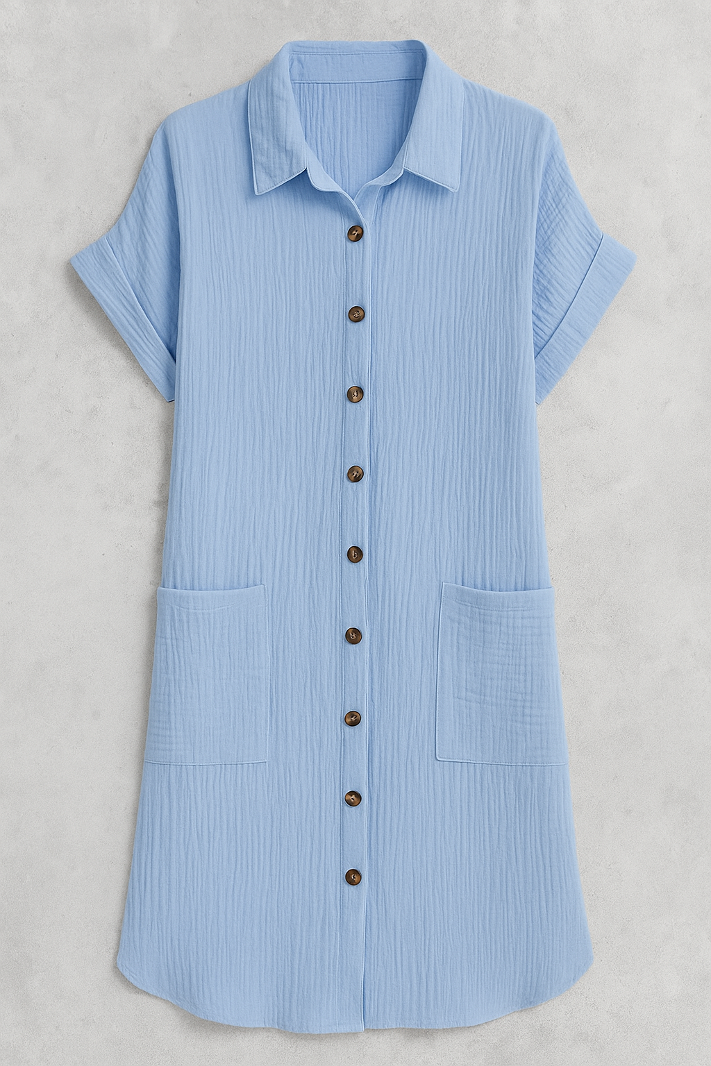 Margaret | Blusenkleid aus Waffelbaumwolle mit Knopfleiste