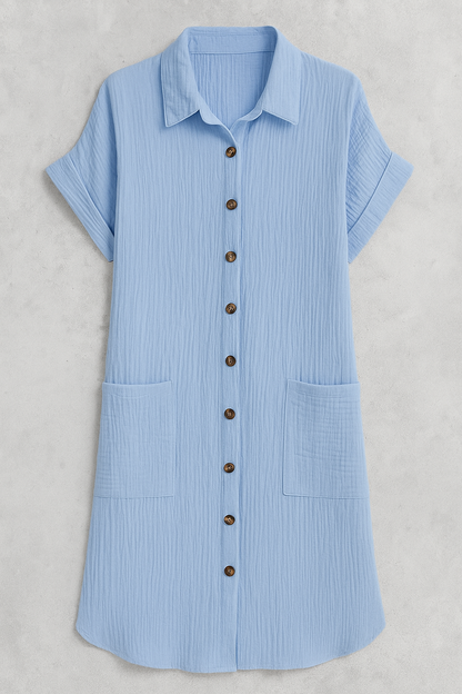 Margaret | Blusenkleid aus Waffelbaumwolle mit Knopfleiste