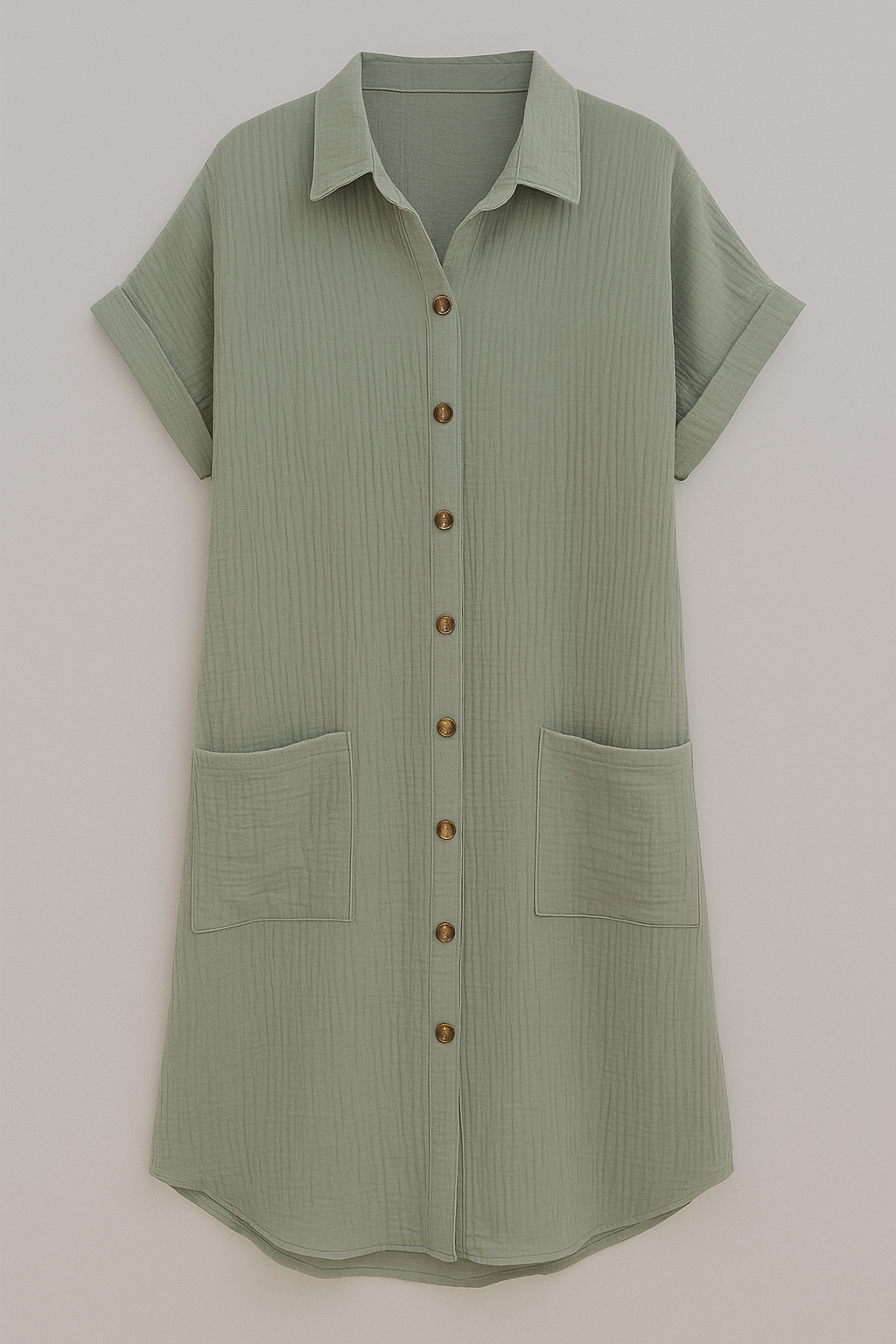 Margaret | Blusenkleid aus Waffelbaumwolle mit Knopfleiste