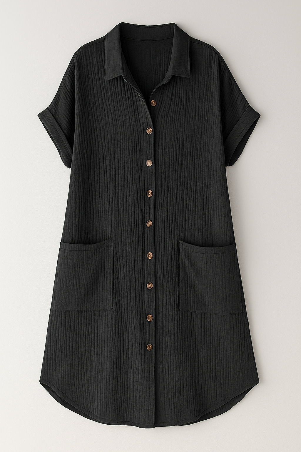 Margaret | Blusenkleid aus Waffelbaumwolle mit Knopfleiste