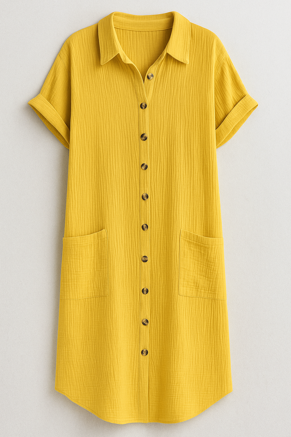 Margaret | Blusenkleid aus Waffelbaumwolle mit Knopfleiste