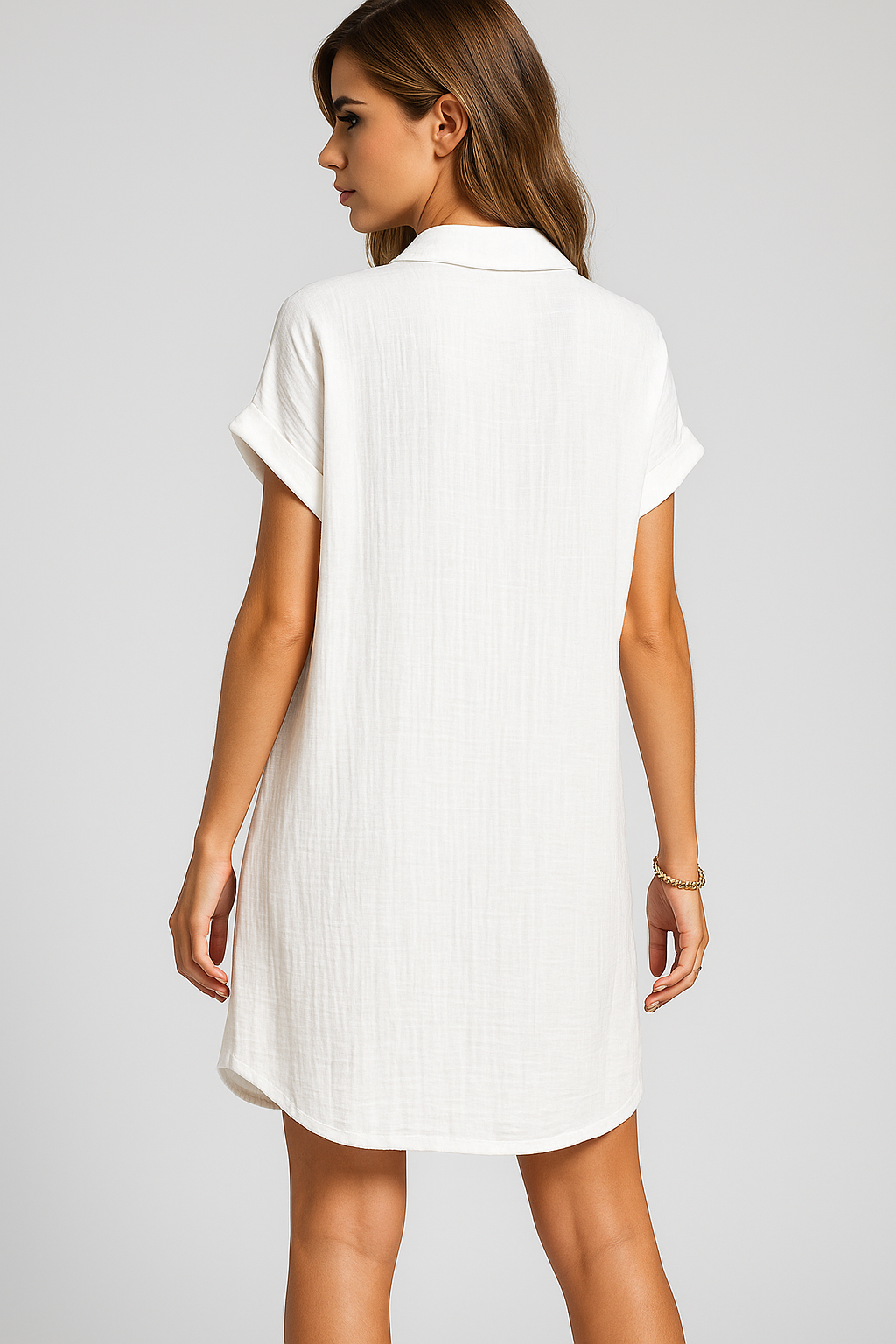 Margaret | Blusenkleid aus Waffelbaumwolle mit Knopfleiste