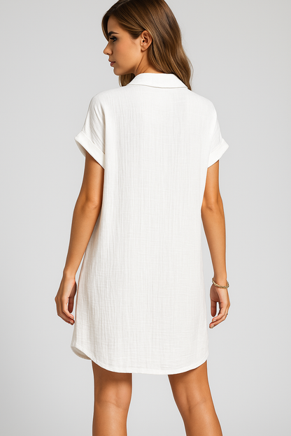 Margaret | Blusenkleid aus Waffelbaumwolle mit Knopfleiste