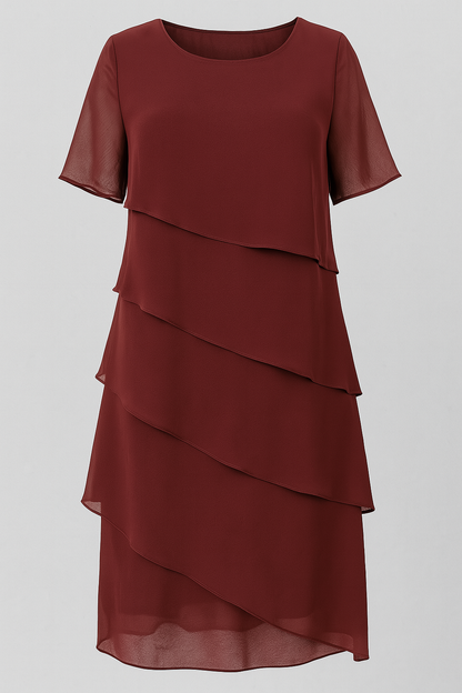 Liana | Elegantes Chiffonkleid mit Lagenlook in edlen Farben