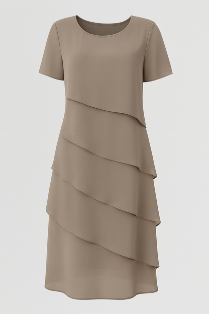 Liana | Elegantes Chiffonkleid mit Lagenlook in edlen Farben