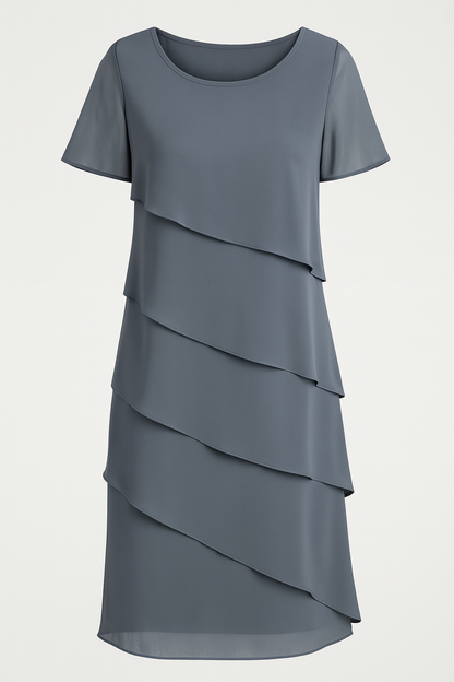 Liana | Elegantes Chiffonkleid mit Lagenlook in edlen Farben