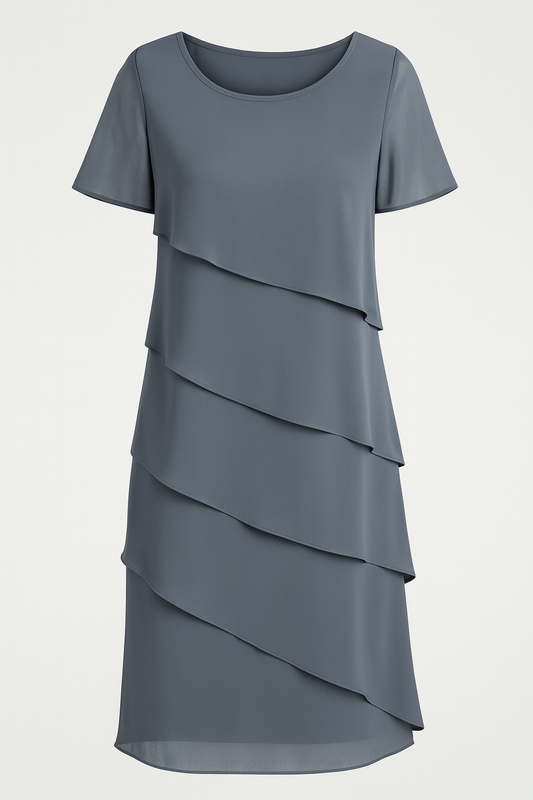 Liana | Elegantes Chiffonkleid mit Lagenlook in edlen Farben