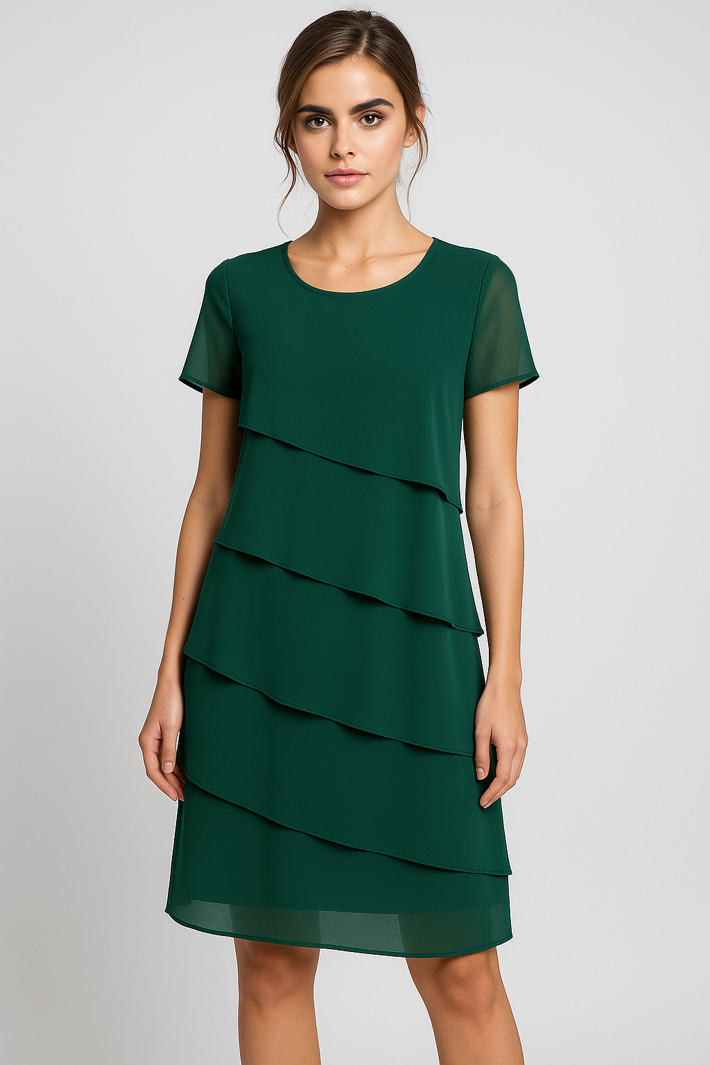 Liana | Elegantes Chiffonkleid mit Lagenlook in edlen Farben