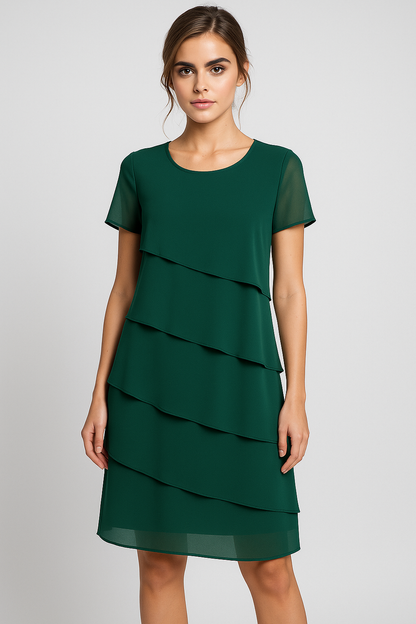 Liana | Elegantes Chiffonkleid mit Lagenlook in edlen Farben