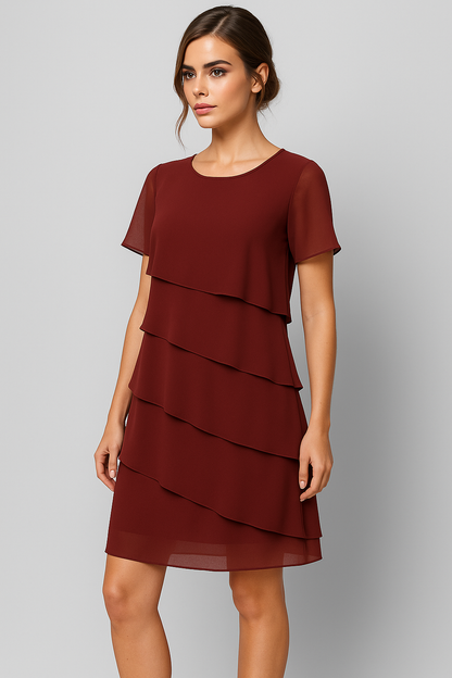 Liana | Elegantes Chiffonkleid mit Lagenlook in edlen Farben