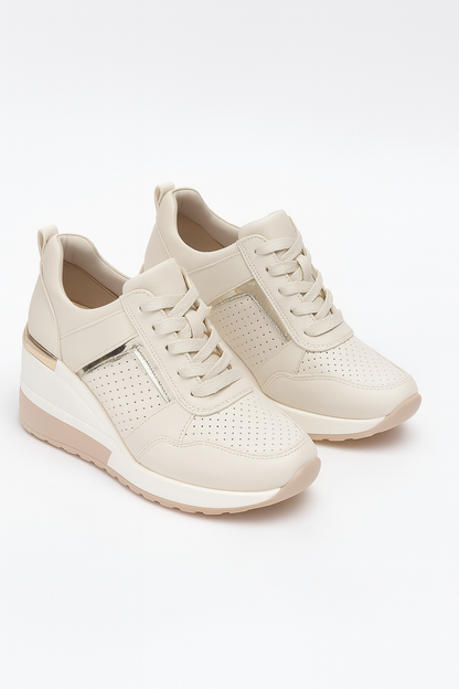 Robert | Stylische Damen Keil-Sneaker mit Metallic-Details & Komfort-Sohle