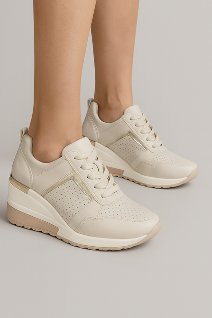 Robert | Stylische Damen Keil-Sneaker mit Metallic-Details & Komfort-Sohle