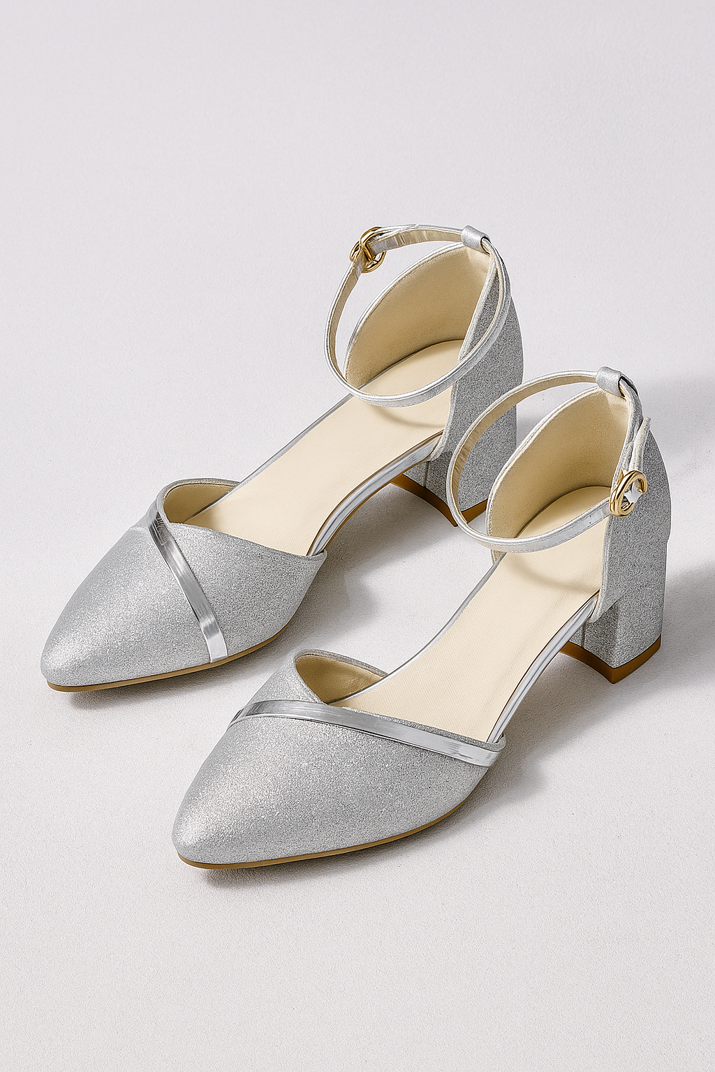 Helena | Elegante Glitzer-Riemchenpumps mit Blockabsatz in edlen Farben