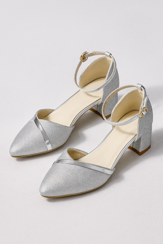 Helena | Elegante Glitzer-Riemchenpumps mit Blockabsatz in edlen Farben