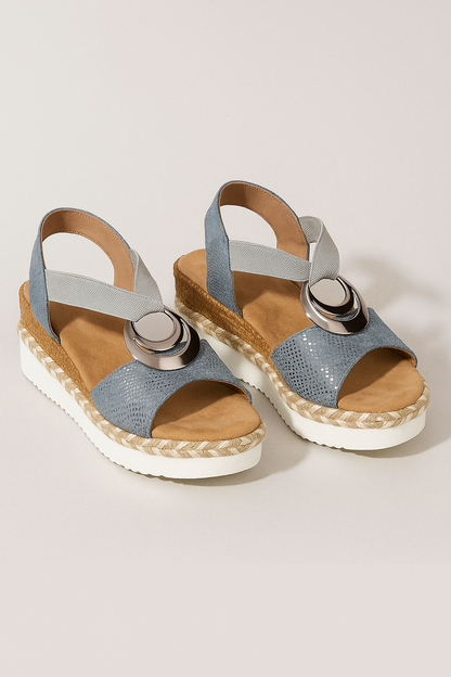 Briella | Damen Plateau-Sandalen mit elastischem Kreuzband & Metallic-Ring