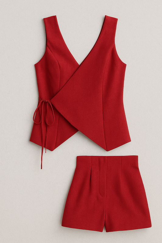 Carmen | Ärmelloser Wickel-Shorts-Jumpsuit für Damen