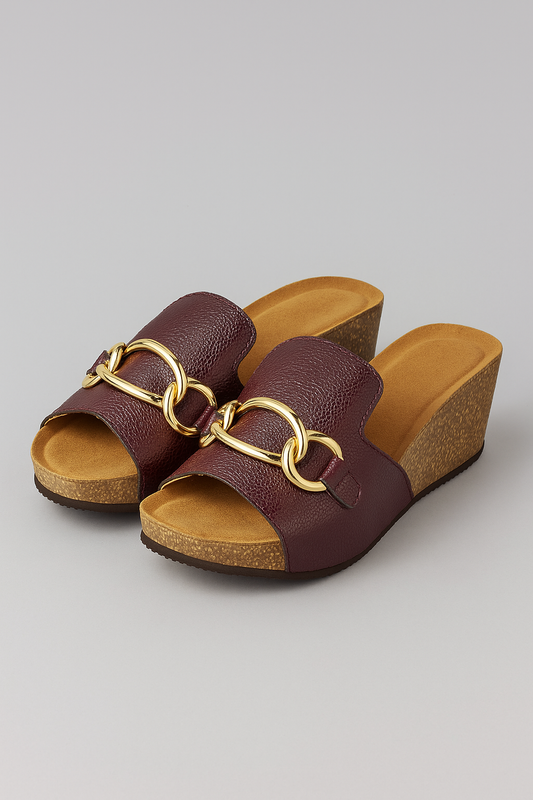 Bianca | Keilsandaletten mit goldener Gliederkette