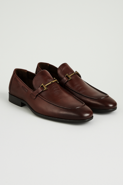 Gavin| Herren Klassische Leder-Loafers in Braun mit Zierspange