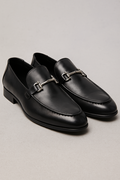Gavin | Herren Klassische Leder-Loafers in Schwarz mit Zierspange