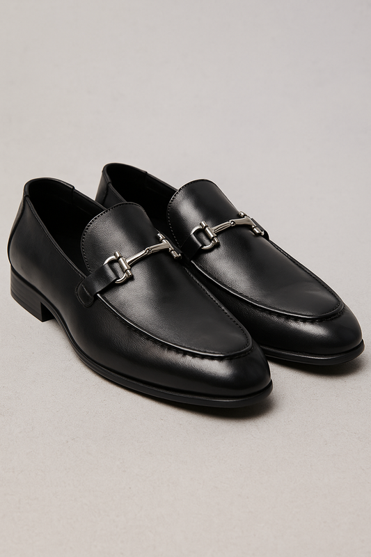 Gavin | Herren Klassische Leder-Loafers in Schwarz mit Zierspange