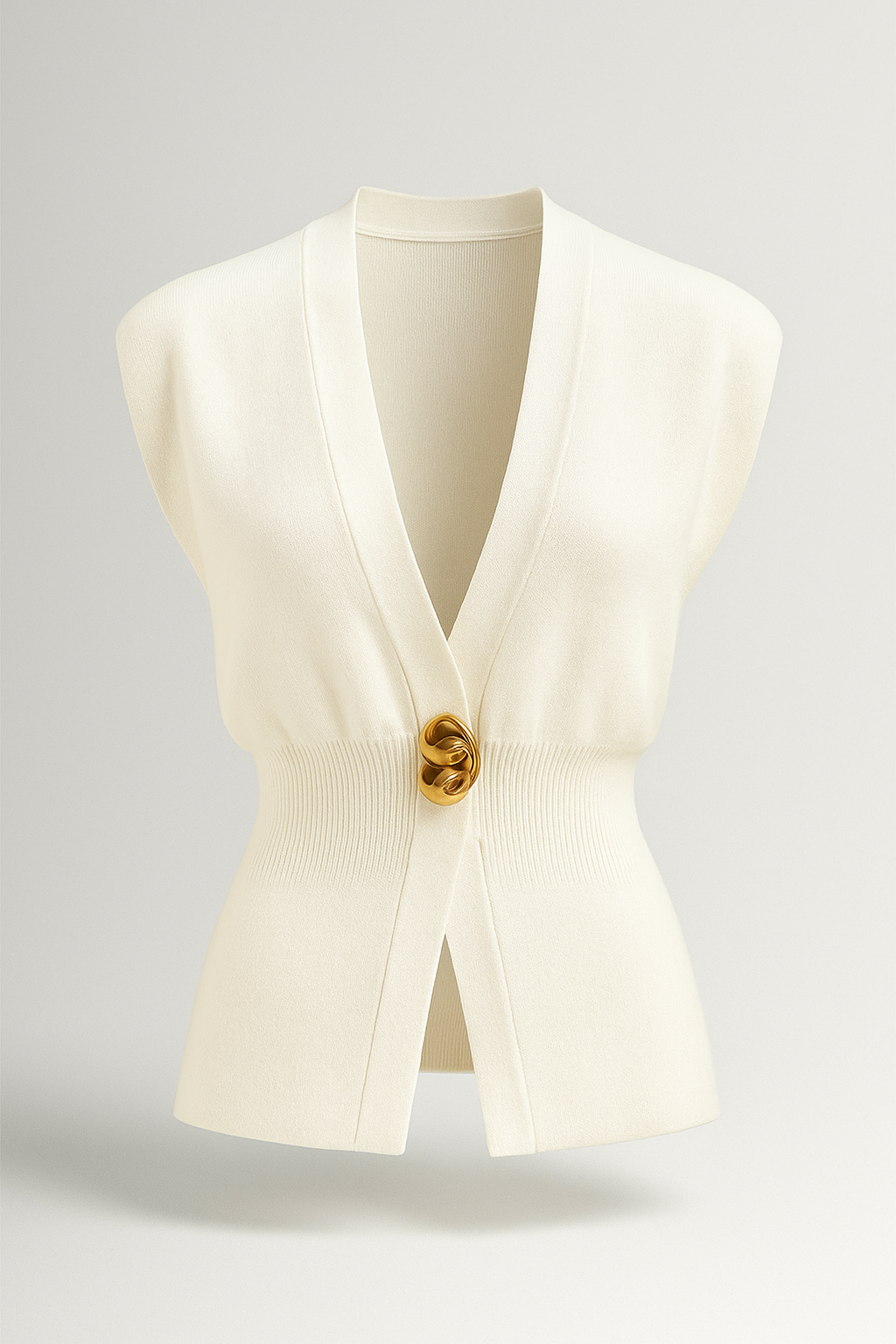 Iris |  Elegante Damen Strickweste mit Goldknopf