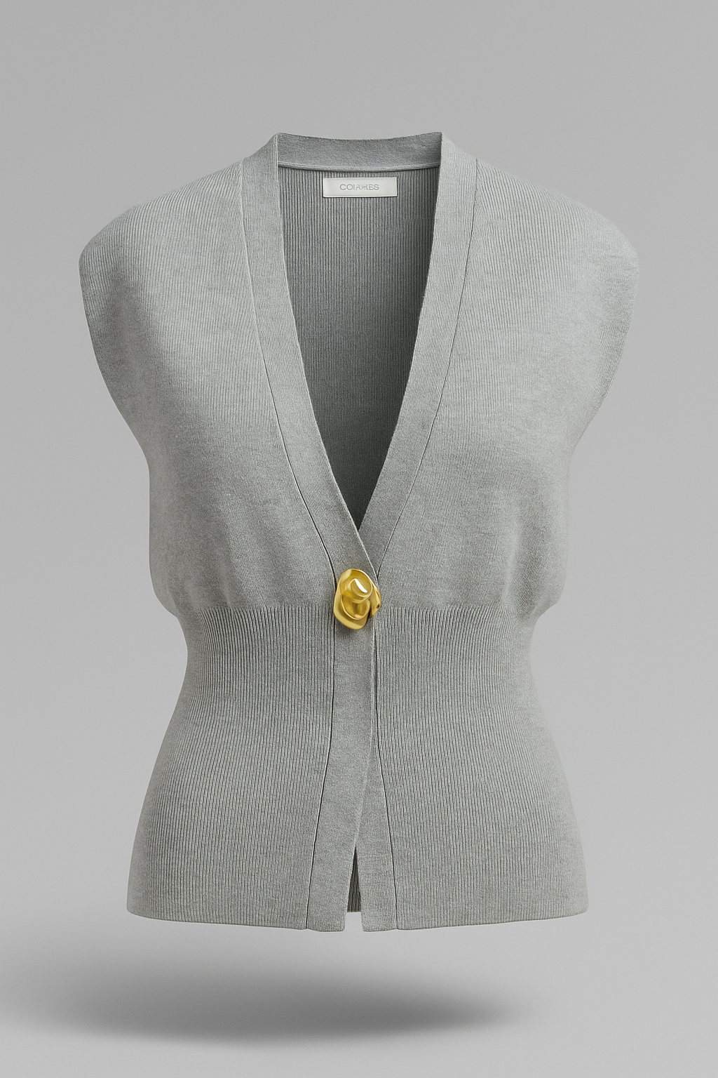 Iris |  Elegante Damen Strickweste mit Goldknopf