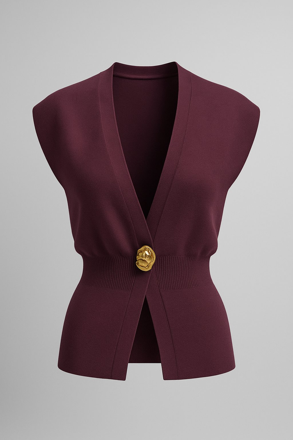 Iris |  Elegante Damen Strickweste mit Goldknopf