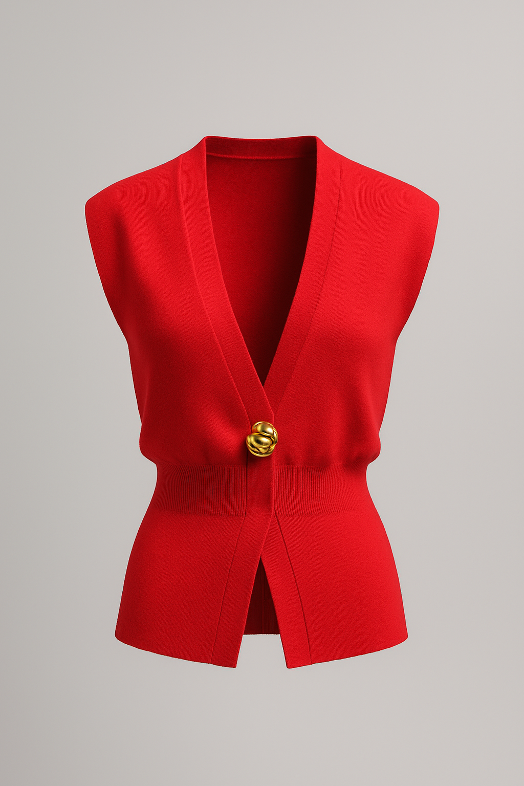 Iris |  Elegante Damen Strickweste mit Goldknopf