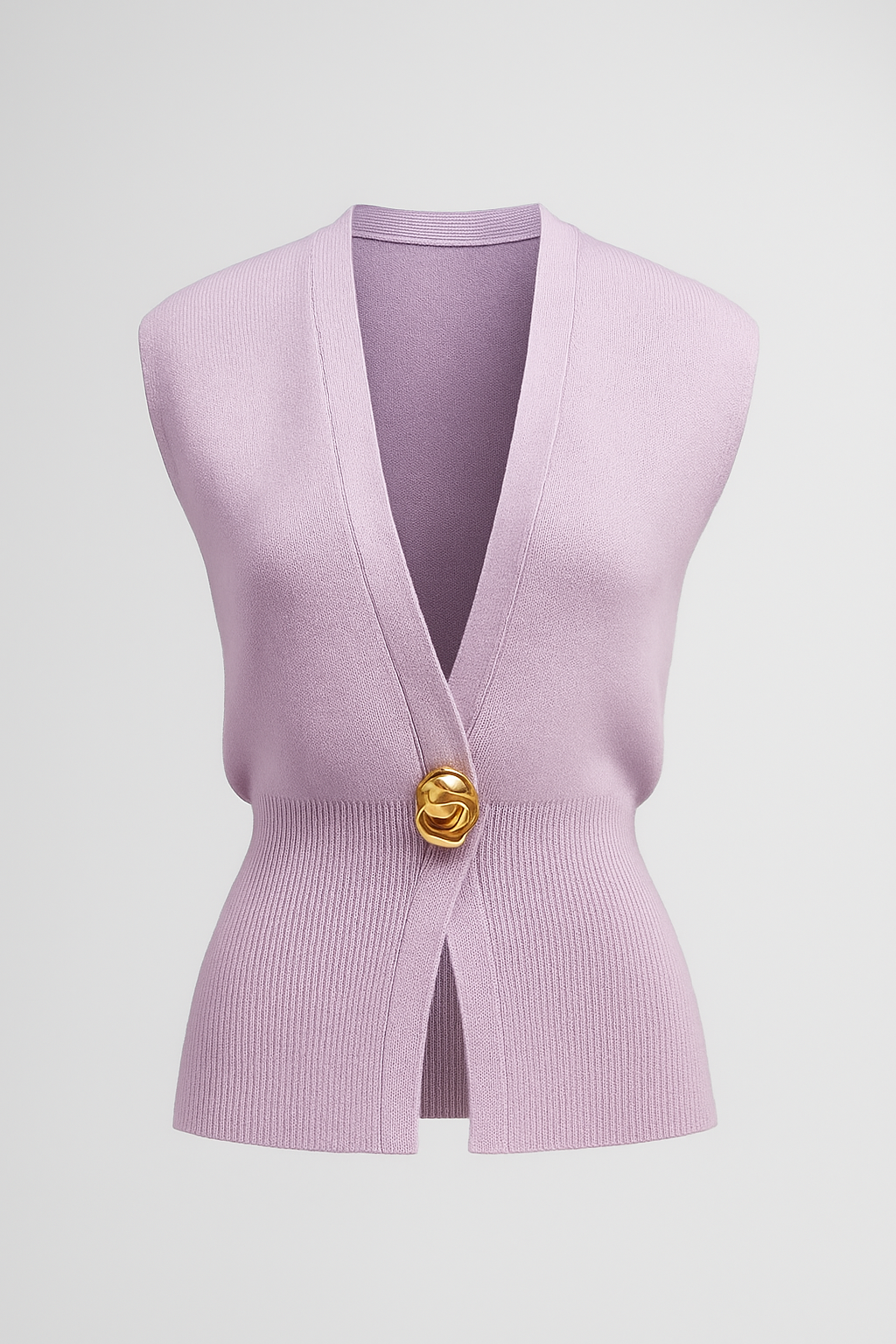 Iris |  Elegante Damen Strickweste mit Goldknopf