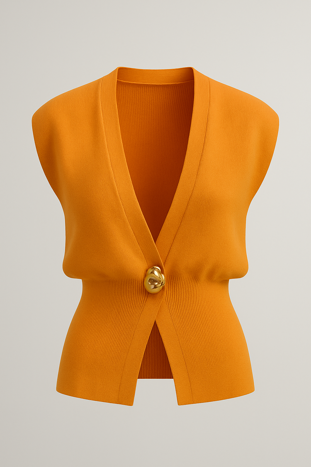 Iris |  Elegante Damen Strickweste mit Goldknopf