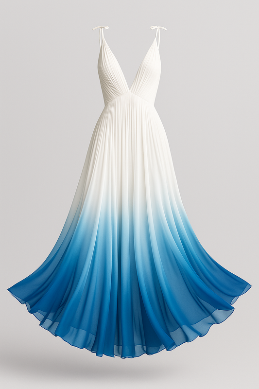 Marina | Elegantes Ombré-Maxikleid mit tiefem V-Ausschnitt