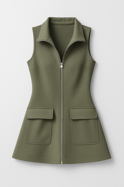 Olivia | Ärmelloses Minikleid mit Reißverschluss und Utility-Taschen