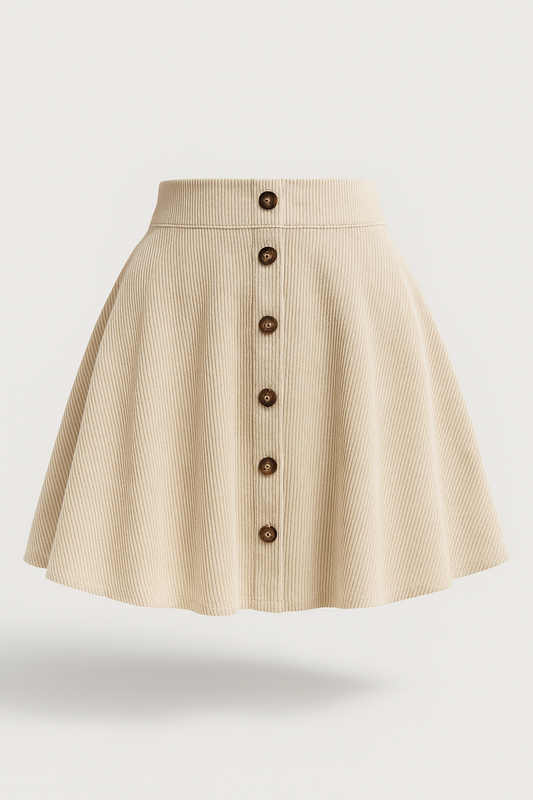 Briella | Damen Minirock mit Knopfleiste und Faltenstruktur