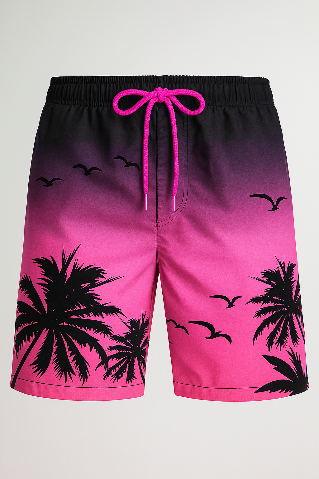 Kai | Herren Badeshorts mit Palmen-Sunset-Print