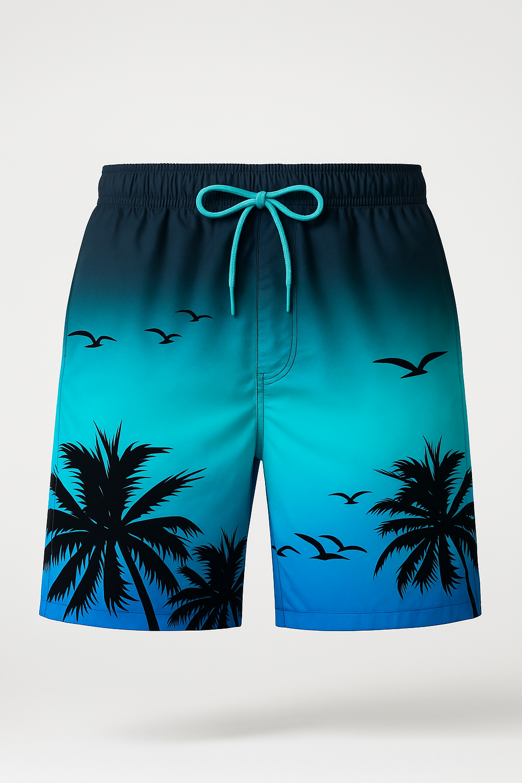 Kai | Herren Badeshorts mit Palmen-Sunset-Print