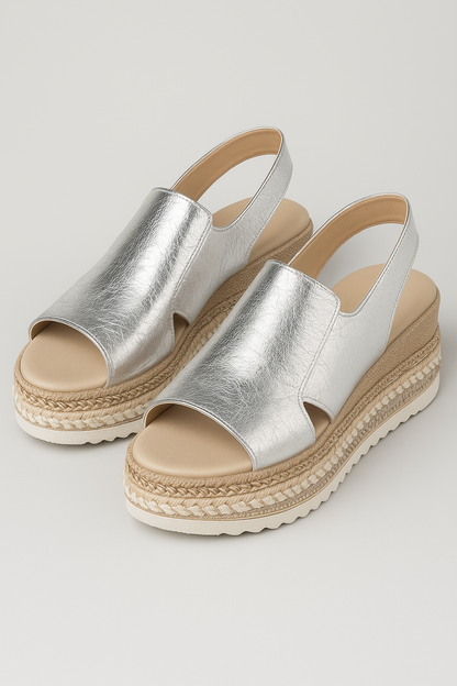 Annika | Metallic Plateau Slingback Sandalen