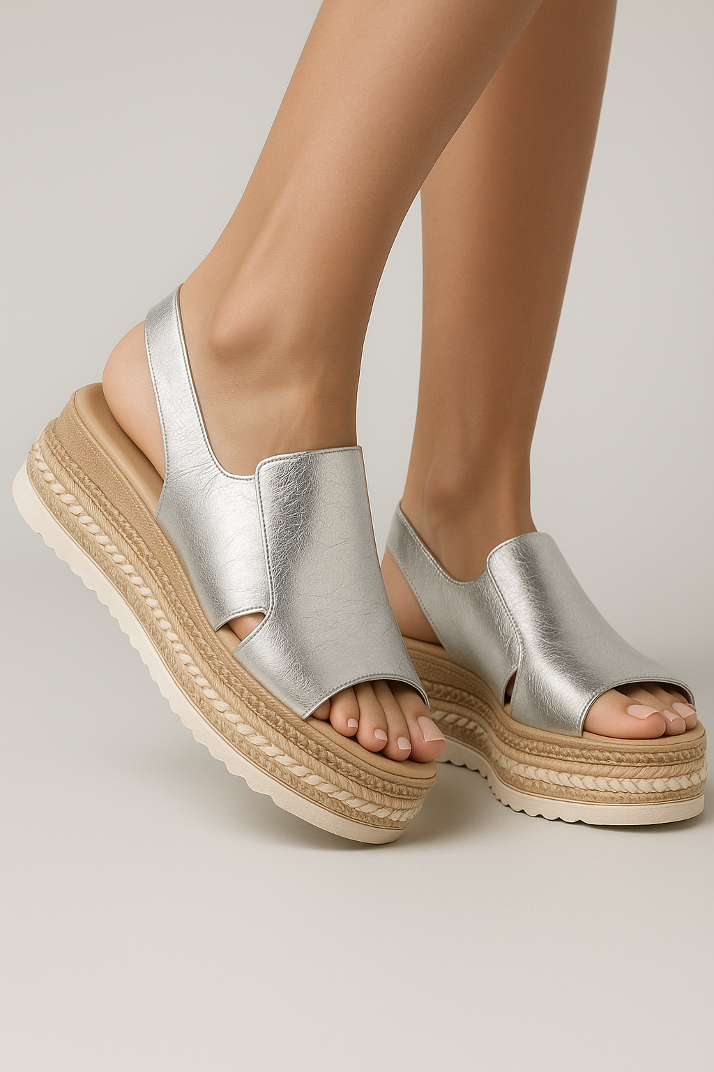 Annika | Metallic Plateau Slingback Sandalen