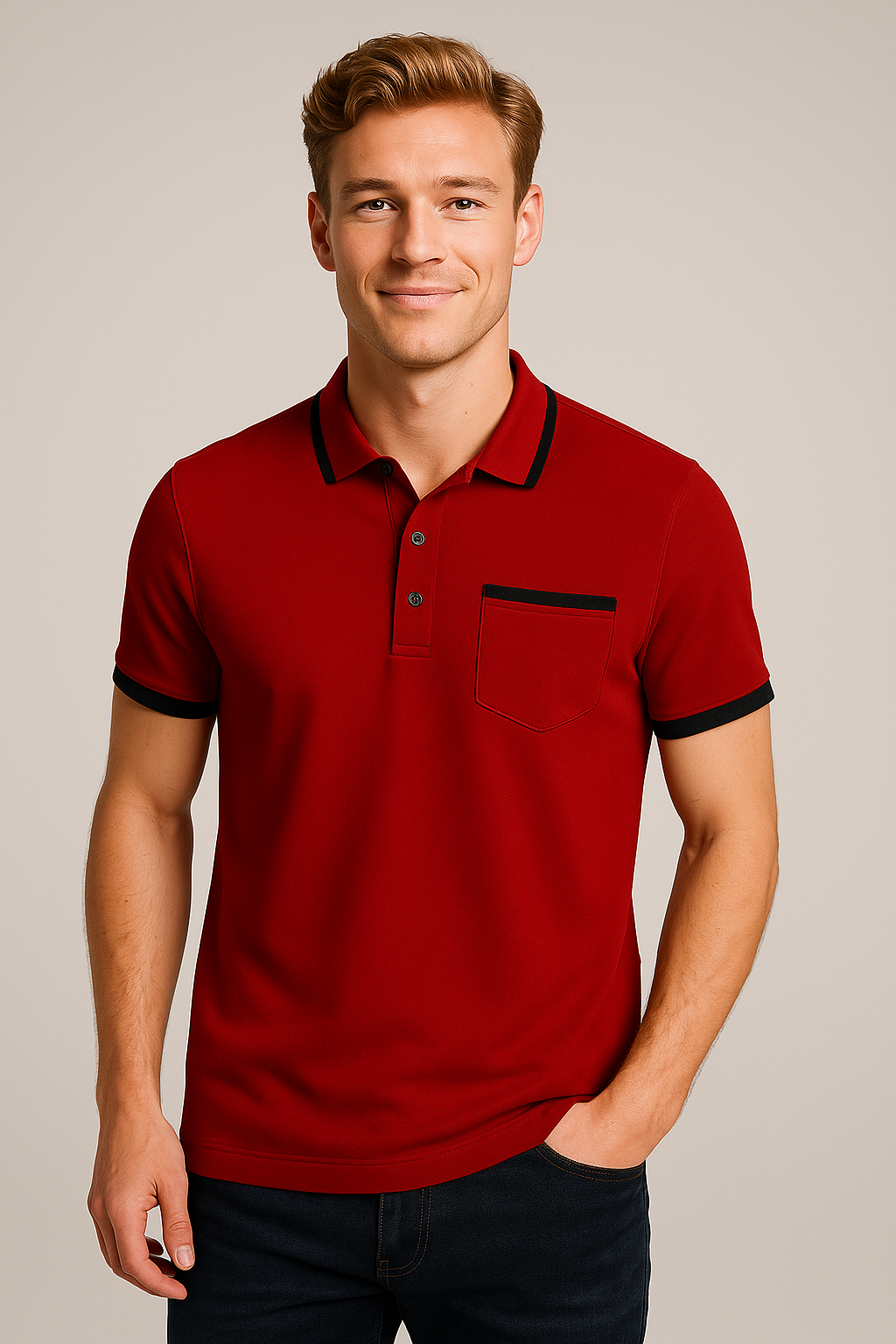 Rue | Elegantes Herren-Polo mit Kontrast-Details