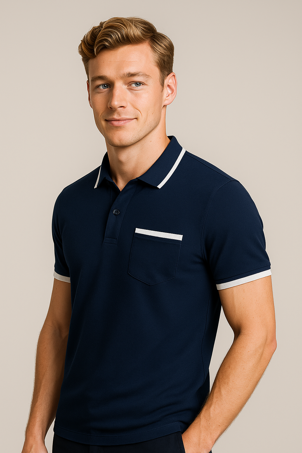 Rue | Elegantes Herren-Polo mit Kontrast-Details